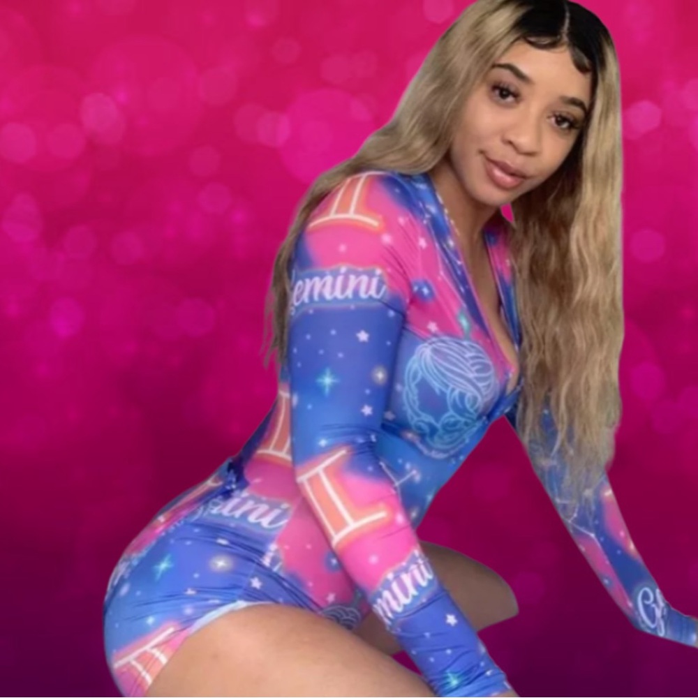 Colorful Zodiac Print Bodysuit Gemini romper